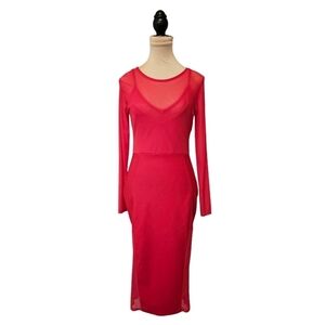 Missguided Red Mesh Cutout Midi Dress Sz 6